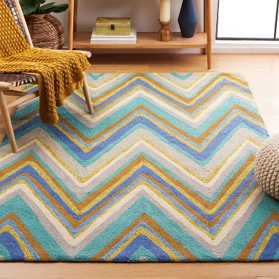 Blue/Multi Stripes Hooked Accent Rug - (2'3"x3'9") - Safavieh 3 Blue/Multi Stripes Hooked Accent Rug - (2'3"x3'9") - Safavieh