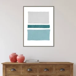 22" X 30" Painted Weaving V Blue Green By Piper Rhue Framed Canvas Wall Art Gray Wash - Amanti Art -Home Decor Store GUEST 2bd90802 8cdb 428d 9b6b 29d7140f0362