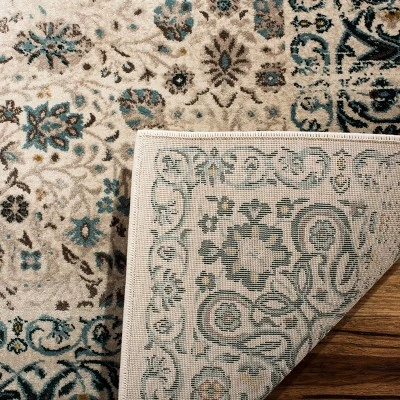 Beige/Blue Floral Loomed Area Rug 8'X10' - Safavieh 5 Beige/Blue Floral Loomed Area Rug 8'X10' - Safavieh - Image 3