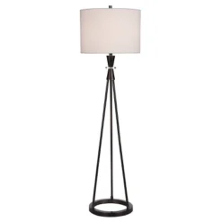 Round Metal Floor Lamp With Crystal Accent Black/Nickel - StyleCraft