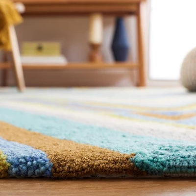 Blue/Multi Stripes Hooked Accent Rug - (2'3"x3'9") - Safavieh 4 Blue/Multi Stripes Hooked Accent Rug - (2'3"x3'9") - Safavieh - Image 2