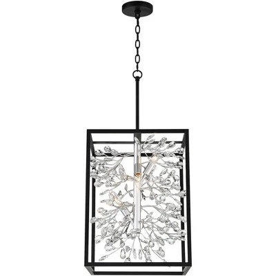 Possini Euro Design Black Silver Pendant Chandelier 15 1/4" Wide Modern Clear Crystal Flower Vine 4-Light Fixture For Dining Room House 9 Possini Euro Design Black Silver Pendant Chandelier 15 1/4" Wide Modern Clear Crystal Flower Vine 4-Light Fixture For Dining Room House - Image 7