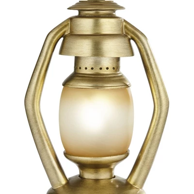 Franklin Iron Works Traditional Table Lamps With Night Light 25 1/4" High Set Of 2 Miner Lantern Gold Oatmeal Shade For Living Room Bedroom Home 6 Franklin Iron Works Traditional Table Lamps With Night Light 25 1/4" High Set Of 2 Miner Lantern Gold Oatmeal Shade For Living Room Bedroom Home - Image 4