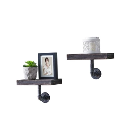 11.7" X 7.6" 2pc Industrial Pipe Wall Shelf Set - Danya B. 9 11.7" X 7.6" 2pc Industrial Pipe Wall Shelf Set - Danya B. - Image 7