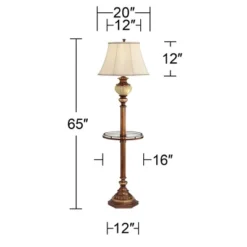 Kathy Ireland Hyde Park Vintage Rustic Floor Lamps With Glass Tray Tables 65" Tall Set Of 2 Bronze Nightlight Beige Fabric Bell Shade For Living Room -Home Decor Store GUEST 2ee32704 1b70 42f3 bd6b d92f7ca871a6