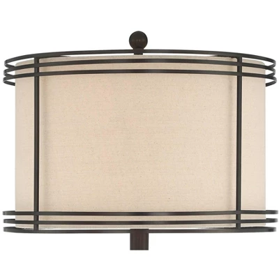Barnes And Ivy Henson Industrial Floor Lamp 63" Tall Bronze With LED Nightlight Earthy Fabric Drum Shade For Living Room Bedroom Office House Home 4 Barnes And Ivy Henson Industrial Floor Lamp 63" Tall Bronze With LED Nightlight Earthy Fabric Drum Shade For Living Room Bedroom Office House Home - Image 2