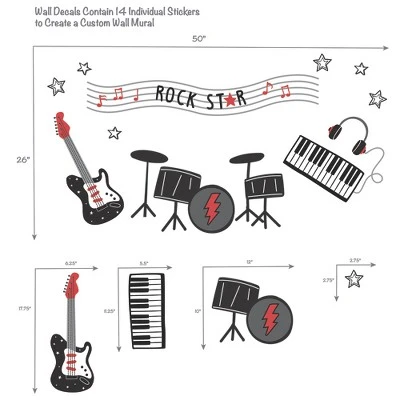 Lambs & Ivy Rock Star Musical Instruments Wall Decals/Stickers - Drums/Guitar 3 Lambs & Ivy Rock Star Musical Instruments Wall Decals/Stickers - Drums/Guitar