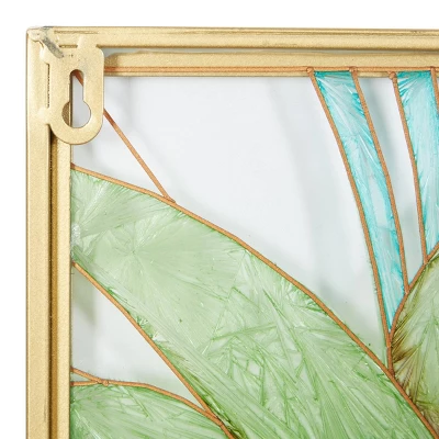 Set Of 3 Glass Leaf Tropical Wall Decors With Gold Frame Green - CosmoLiving By Cosmopolitan 6 Set Of 3 Glass Leaf Tropical Wall Decors With Gold Frame Green - CosmoLiving By Cosmopolitan - Image 4