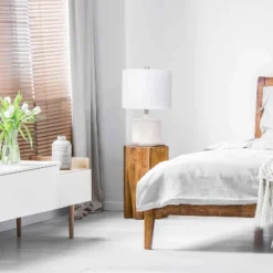 19" Contemporary Bohemian Ceramic Eyelet Pattern Floral Textured Bedside Table Lamp With Fabric Shade Off-White - Lalia Home -Home Decor Store GUEST 30f3690a 6921 48a3 bdce 87fc377b1f20