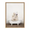 18" X 24" Sylvie Mother Baby Polar Bear Bath Framed Canvas By Amy Peterson Natural - Kate & Laurel All Things Decor
