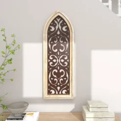 Metal Abstract Carved Design Wall Decor With Arched Frame Brown - Olivia & May -Home Decor Store GUEST 32aa6c87 f0cc 4ba6 8416 b6b7c39cea72