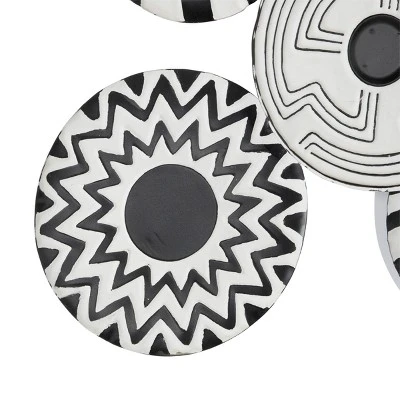 Metal Plate Wall Decor With Black Patterns Black - Olivia & May 3 Metal Plate Wall Decor With Black Patterns Black - Olivia & May