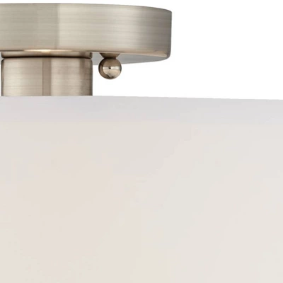 360 Lighting Adams Modern Ceiling Light Semi Flush Mount Fixtures 14" Wide Set Of 2 Brushed Nickel White Fabric Drum For Bedroom Kitchen Living Room 4 360 Lighting Adams Modern Ceiling Light Semi Flush Mount Fixtures 14" Wide Set Of 2 Brushed Nickel White Fabric Drum For Bedroom Kitchen Living Room - Image 2