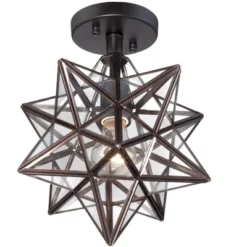 Franklin Iron Works Cuthbert Modern Farmhouse Ceiling Light Semi Flush Mount Fixture 11" Wide Black Iron Moravian Star Clear Glass Panels For Bedroom 10 Franklin Iron Works Cuthbert Modern Farmhouse Ceiling Light Semi Flush Mount Fixture 11" Wide Black Iron Moravian Star Clear Glass Panels For Bedroom -Home Decor Store GUEST 378451ea 6ee7 4604 9062 88b7cb736f20