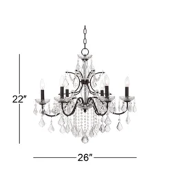 Vienna Full Spectrum DeMallo Dark Bronze Chandelier 26" Wide French Scroll Arm Clear Crystal 6-Light Fixture For Dining Room Home Foyer Kitchen Island -Home Decor Store GUEST 382d62ac b973 4b7b bb90 03c9cb6df504