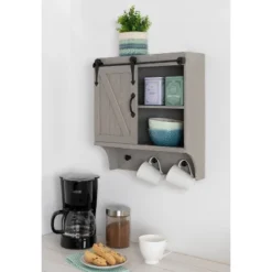 18" X 8" X 20" Decorative Farmhouse Cabinet With Barn Door And 3 Knobs Gray - Kate & Laurel All Things Decor -Home Decor Store GUEST 390a18b9 0fcc 4d8e 81e6 fb39ecf92b9d