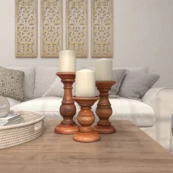 Set Of 3 Rustic Pillar Candle Holder - Olivia & May 28 Set Of 3 Rustic Pillar Candle Holder - Olivia & May -Home Decor Store GUEST 390f7371 521e 4a67 8f6a 5f40a14733f9