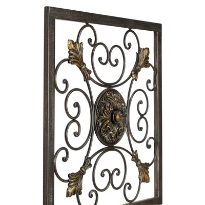 Metal Fleur De Lis Scrollwork And Wall Decor Set Of 4 Brown - Olivia & May 22 Metal Fleur De Lis Scrollwork And Wall Decor Set Of 4 Brown - Olivia & May - Image 20