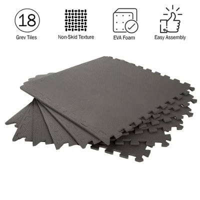 Foam Flooring Tiles - 18-Pack Interlocking EVA Foam Pieces Non-Toxic Floor Padding For Playroom Gym Or Basement By Stalwart (Gray) 5 Foam Flooring Tiles - 18-Pack Interlocking EVA Foam Pieces Non-Toxic Floor Padding For Playroom Gym Or Basement By Stalwart (Gray) - Image 3
