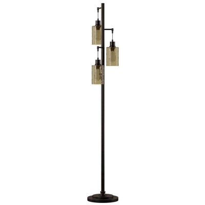 3 Head Bronze Floor Lamp With Dimpled Glass Shades - StyleCraft 5 3 Head Bronze Floor Lamp With Dimpled Glass Shades - StyleCraft - Image 3