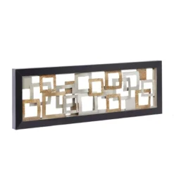 Metal Geometric Square Ribbon Wall Decor With Black Frame Gold - Olivia & May -Home Decor Store GUEST 3ff02978 7c91 4858 89cf 62213e0b30f8