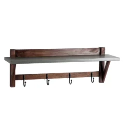 Brookside Entryway Coat Hook Concrete Coated Top And Wood Light Gray/Brown - Alaterre Furniture