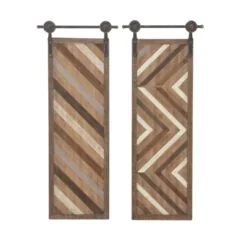 Wood Geometric Linear Carved Wall Decor With Suspended Frame Set Of 2 Brown - Olivia & May -Home Decor Store GUEST 40c4fed1 4764 461f 8519 306dc2ff69fe