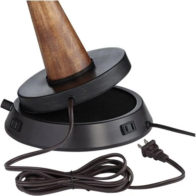 360 Lighting Helene Country Cottage Table Lamp 26" High Cream White Ceramic With Dimmable USB Workstation Base Tan Drum Linen For Living Room Desk 5 360 Lighting Helene Country Cottage Table Lamp 26" High Cream White Ceramic With Dimmable USB Workstation Base Tan Drum Linen For Living Room Desk - Image 3