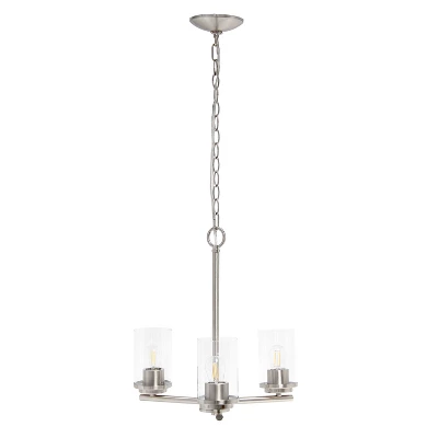 3-Light 15" Classic Contemporary Clear Glass/Metal Hanging Pendant Chandelier - Lalia Home 15 3-Light 15" Classic Contemporary Clear Glass/Metal Hanging Pendant Chandelier - Lalia Home - Image 13