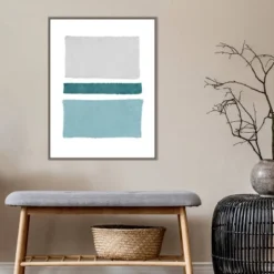 22" X 30" Painted Weaving V Blue Green By Piper Rhue Framed Canvas Wall Art Gray Wash - Amanti Art -Home Decor Store GUEST 42c0bda3 7836 4785 b796 8352149edf93