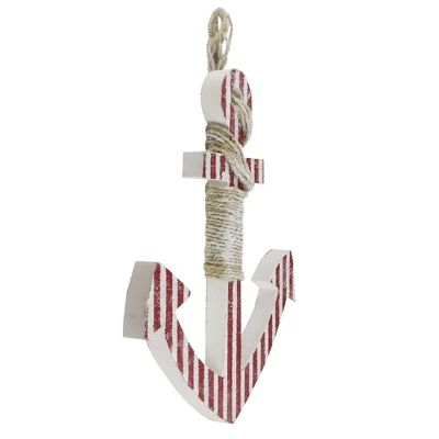 Northlight 16" Red And White Striped Nautical Hanging Anchor With Rope Wall Art 3 Northlight 16" Red And White Striped Nautical Hanging Anchor With Rope Wall Art