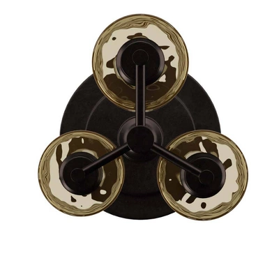 3 Head Bronze Floor Lamp With Dimpled Glass Shades - StyleCraft 9 3 Head Bronze Floor Lamp With Dimpled Glass Shades - StyleCraft - Image 7