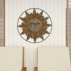 Metal Sunburst Indoor Outdoor Wall Decor With Distressed Copper Like Finish Brown - Olivia & May 24 Metal Sunburst Indoor Outdoor Wall Decor With Distressed Copper Like Finish Brown - Olivia & May -Home Decor Store GUEST 44e10a01 3d56 4f52 90bf 01e841ca0d70
