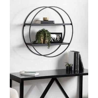 24" Diameter Sequoia Wood And Metal Round Wall Shelf - Kate & Laurel All Things Decor 7 24" Diameter Sequoia Wood And Metal Round Wall Shelf - Kate & Laurel All Things Decor - Image 5