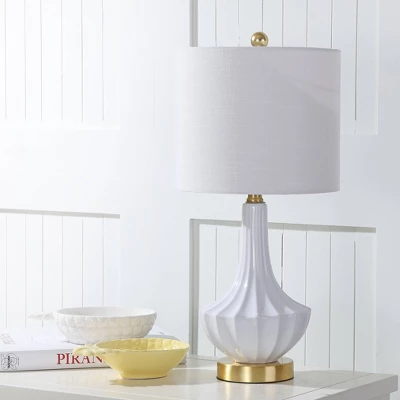 21.5" Ceramic Parker Mini Table Lamp (Includes LED Light Bulb) White - JONATHAN Y 4 21.5" Ceramic Parker Mini Table Lamp (Includes LED Light Bulb) White - JONATHAN Y - Image 2
