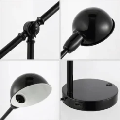 20.25" Curtis Vintage Industrial Iron Adjustable Dome Shade Task Lamp With USB Charging Port (Includes LED Light Bulb) - JONATHAN Y -Home Decor Store GUEST 487eb6b3 2201 4ffd 9d7d 01067712dc27