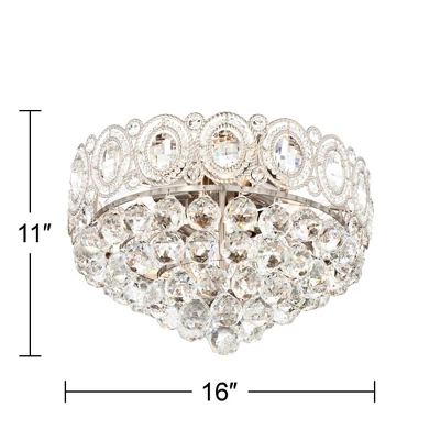 Vienna Full Spectrum Moira Vintage Ceiling Light Flush Mount Fixture 16" Wide Satin Nickel 6-Light Clear Crystal Balls For Bedroom Kitchen Living Room 7 Vienna Full Spectrum Moira Vintage Ceiling Light Flush Mount Fixture 16" Wide Satin Nickel 6-Light Clear Crystal Balls For Bedroom Kitchen Living Room - Image 5