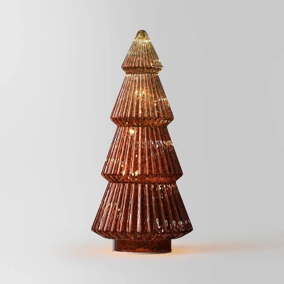 14.75" Battery Operated Lit Glass Christmas Tree Sculpture - Wondershop™ 6 14.75" Battery Operated Lit Glass Christmas Tree Sculpture - Wondershop™ - Image 4