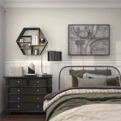 Industrial Wood Wall Shelf Black - Olivia & May -Home Decor Store GUEST 4a6882a5 eb43 451c a7b2 c76cd330b8c6