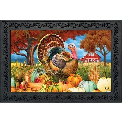 Turkey And Pumpkins Fall Doormat Thanksgiving Farm Autumn 30" X 18" Briarwood Lane 3 Turkey And Pumpkins Fall Doormat Thanksgiving Farm Autumn 30" X 18" Briarwood Lane
