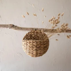 Braided Wall Pocket Water Hyacinth & Metal - Foreside Home & Garden