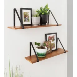27" X 8.3" 2pc Solomon Wooden Shelf Set Brown/Black - Kate & Laurel All Things Home -Home Decor Store GUEST 4befc13e 9c5e 4622 a454 9a908ebb1dfa