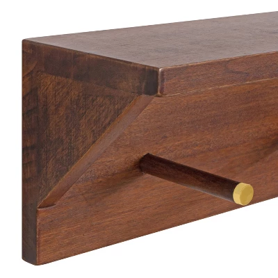 18" X 5" Hinter Wood Shelf With Pegs Walnut Brown - Kate & Laurel All Things Decor 5 18" X 5" Hinter Wood Shelf With Pegs Walnut Brown - Kate & Laurel All Things Decor - Image 3