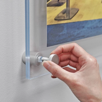 Azar Displays Floating Acrylic Wall Frame With Silver Stand Off Caps: 17" X 22" Graphic Size, Overall Frame Size: 21" X 26" 8 Azar Displays Floating Acrylic Wall Frame With Silver Stand Off Caps: 17" X 22" Graphic Size, Overall Frame Size: 21" X 26" - Image 6