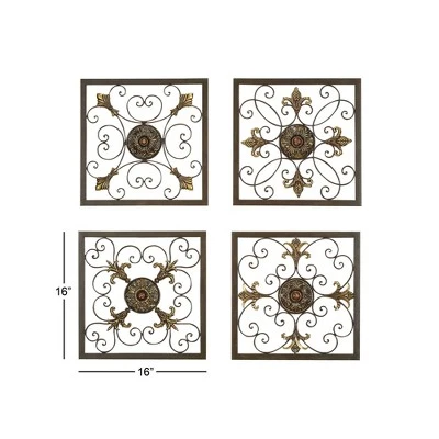 Metal Fleur De Lis Scrollwork And Wall Decor Set Of 4 Brown - Olivia & May 19 Metal Fleur De Lis Scrollwork And Wall Decor Set Of 4 Brown - Olivia & May - Image 17