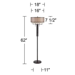 Franklin Iron Works Alamo Industrial Rustic Floor Lamp 62" Tall Bronze Metal Sheer Organza Outer Linen Fabric Inner Double Drum Shade For Living Room 14 Franklin Iron Works Alamo Industrial Rustic Floor Lamp 62" Tall Bronze Metal Sheer Organza Outer Linen Fabric Inner Double Drum Shade For Living Room -Home Decor Store GUEST 5265f35b 3d09 4304 b50d 0dab942ffd48