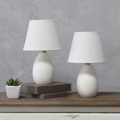 9.45" 2pk Petite Ceramic Oblong Bedside Table Desk Lamps With Matching Tapered Drum Shade Off-White - Creekwood Home 9 9.45" 2pk Petite Ceramic Oblong Bedside Table Desk Lamps With Matching Tapered Drum Shade Off-White - Creekwood Home - Image 7