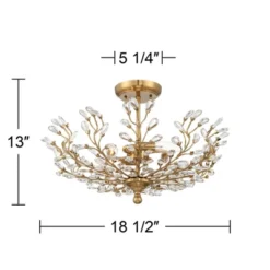 Vienna Full Spectrum Brielle Modern Ceiling Light Semi Flush Mount Fixture 18 1/2" Wide Brass Vine Leaf 4-Light Clear Crystal Glass For Bedroom House -Home Decor Store GUEST 537d4b4a 295c 4678 bcc2 5b5d3e0784aa