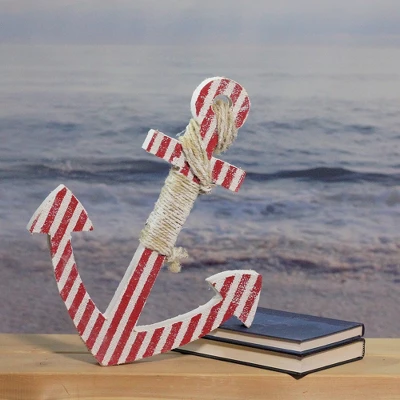 Northlight 16" Red And White Striped Nautical Hanging Anchor With Rope Wall Art 4 Northlight 16" Red And White Striped Nautical Hanging Anchor With Rope Wall Art - Image 2