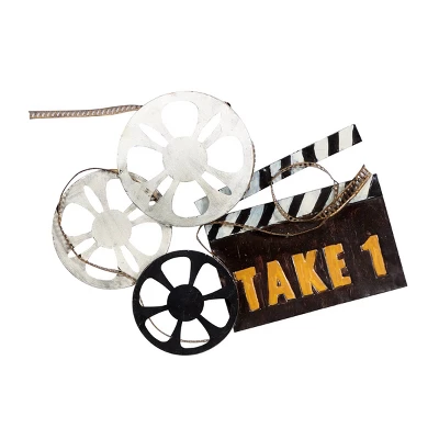 Metal Film Reels Wall Decor Black - Olivia & May 4 Metal Film Reels Wall Decor Black - Olivia & May - Image 2